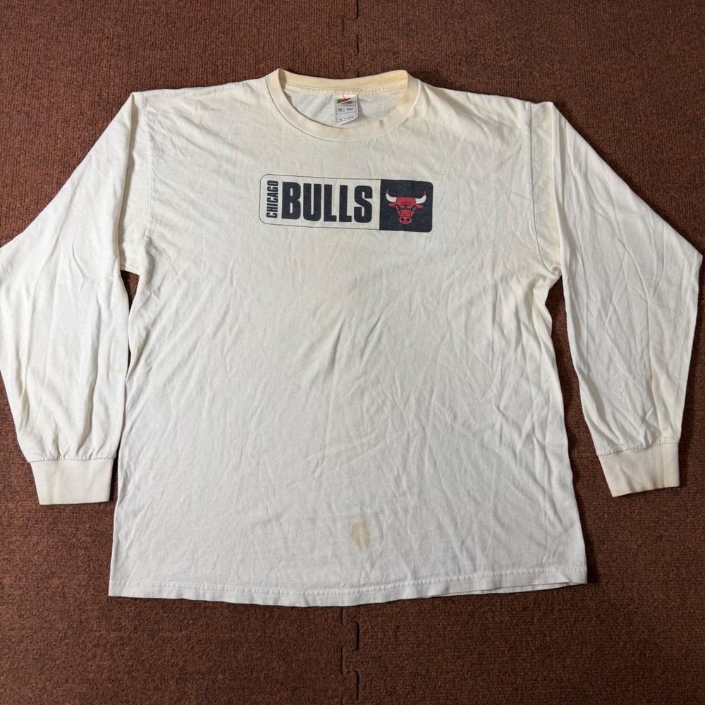 Vintage Chicago Bulls Miller Genuine Draft Long Sleeve Shirt Mens XL White NBA‎